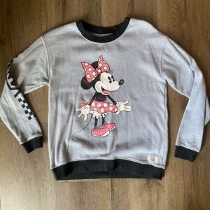 Disney Women's Gray and Black Minnie Mouse Sweater